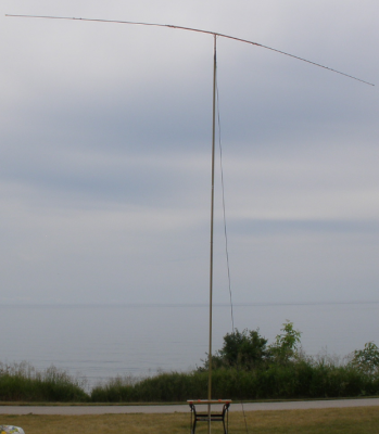 Rotatable dipole - local machinist made us a bracket to set it on, we ziptied it to the sub about 10' up - I bought the club a telescoping mast which worked great!
