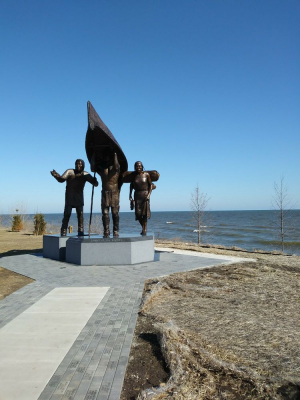 Spirit of the Rivers -  newly installed on the shore of Lake Michigan adjacent to the Maritime Trail 
